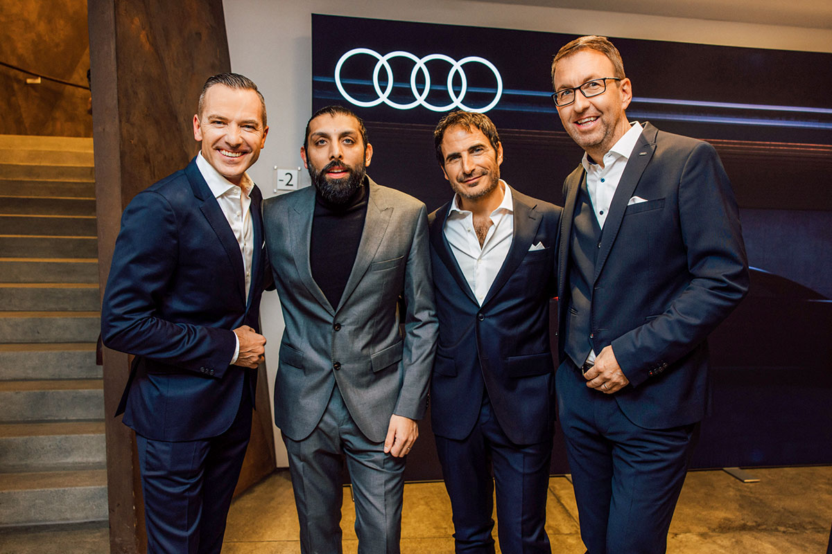 Henrik Wenders, Leiter Marke Audi, Sid Odedra, Head of UI/UX Design Audi AG, Gael Buzyn, Senior Design Director Audi Design Loft Malibu & Dieter Jermann, Brand Director Audi Schweiz